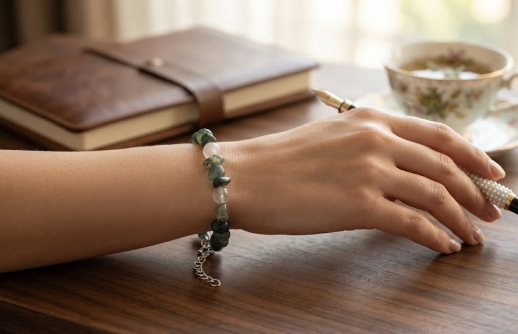 Bracelet "Forêt Enchantée" en Agate Mousse Naturelle