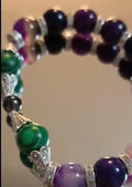 Bracelet « L'audace des contrastes » – Malachite & Harmonie Violette (Pièce Unique)