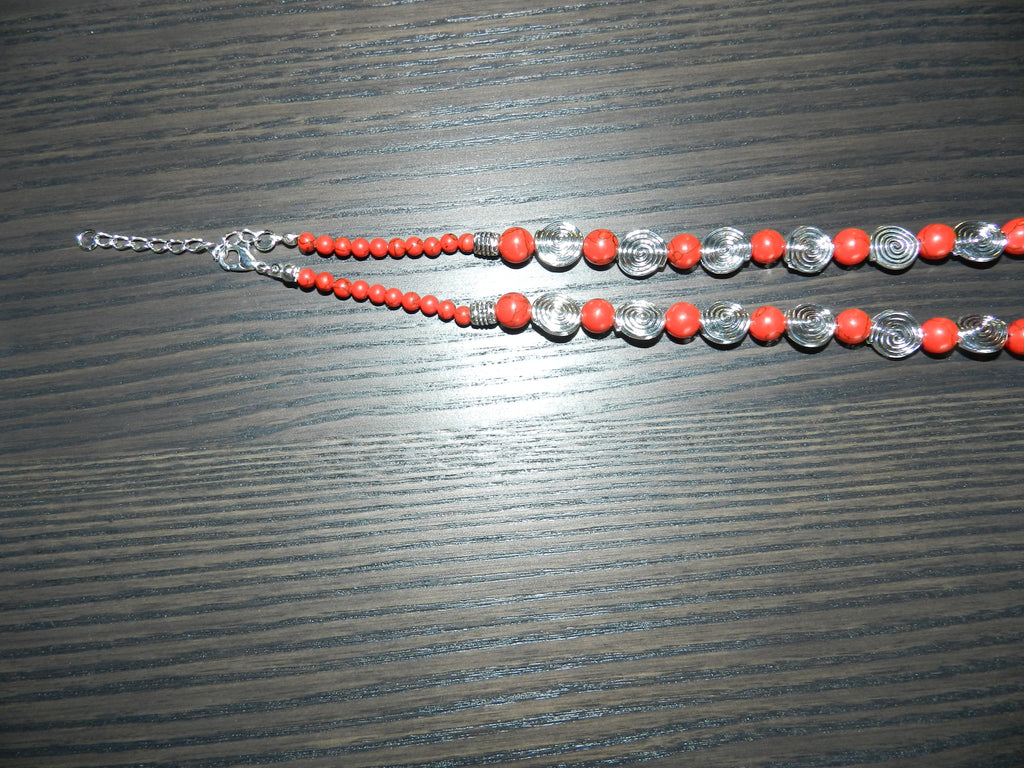Parure howlite teintée rouge – Collier & Boucles d'oreilles