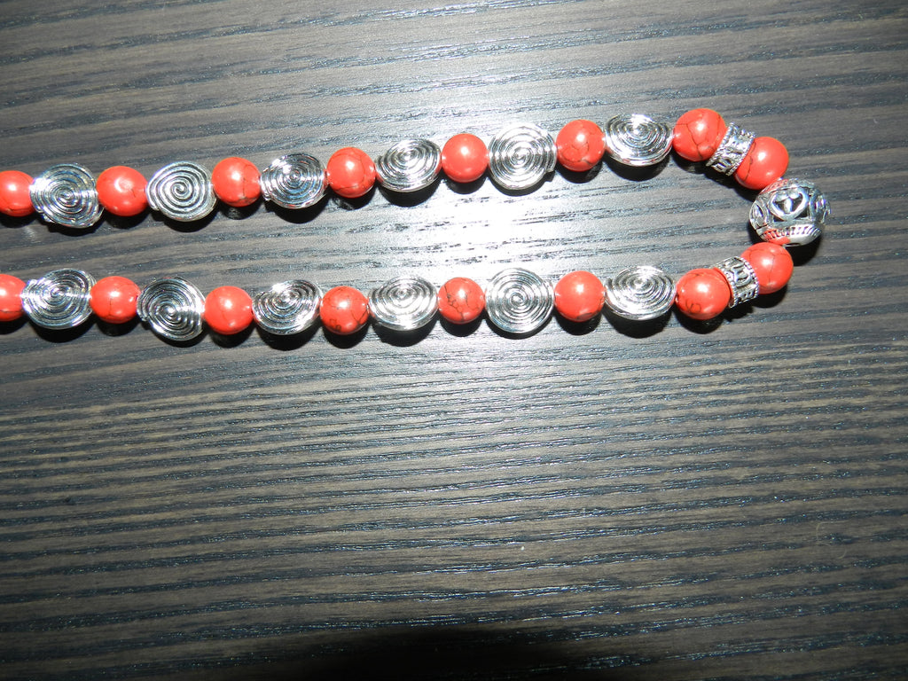 Parure howlite teintée rouge – Collier & Boucles d'oreilles