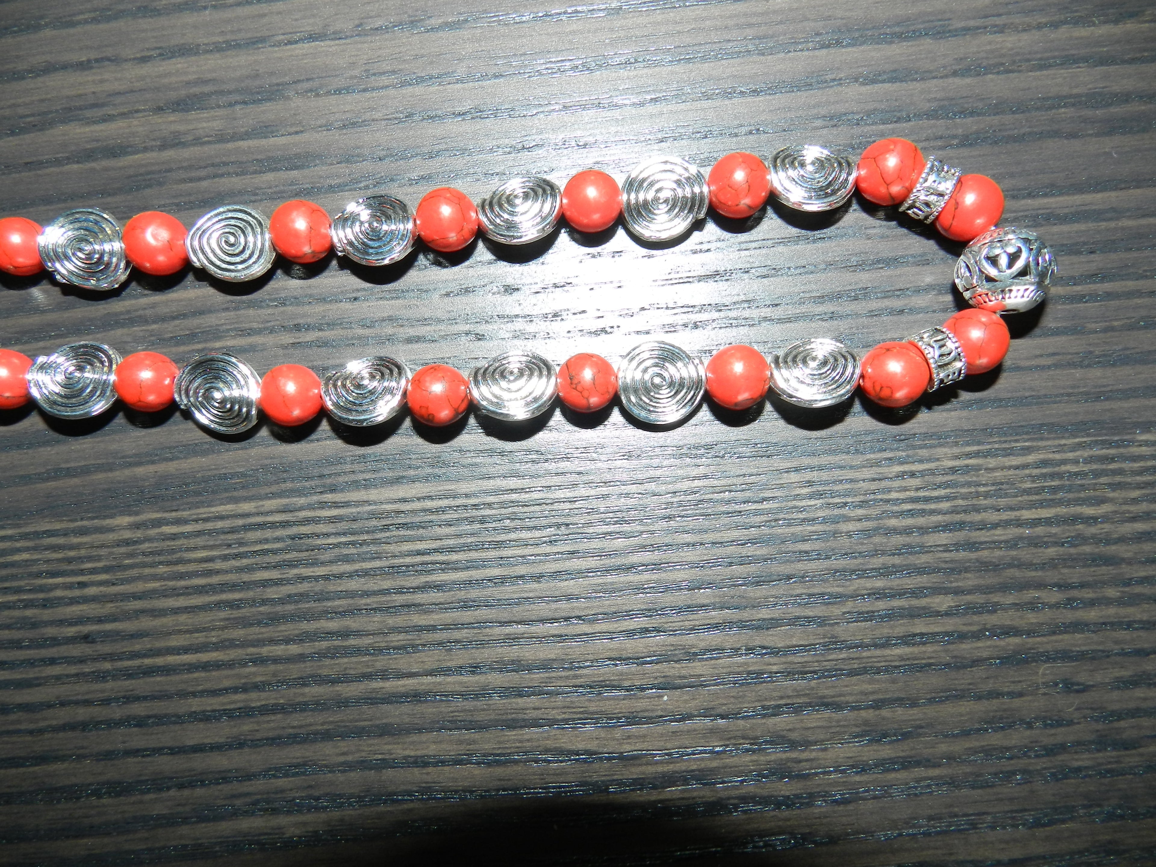 Parure howlite teintée rouge – Collier & Boucles d'oreilles