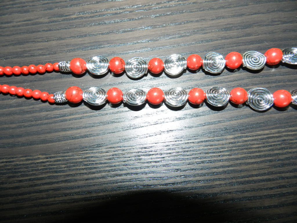 Parure howlite teintée rouge – Collier & Boucles d'oreilles