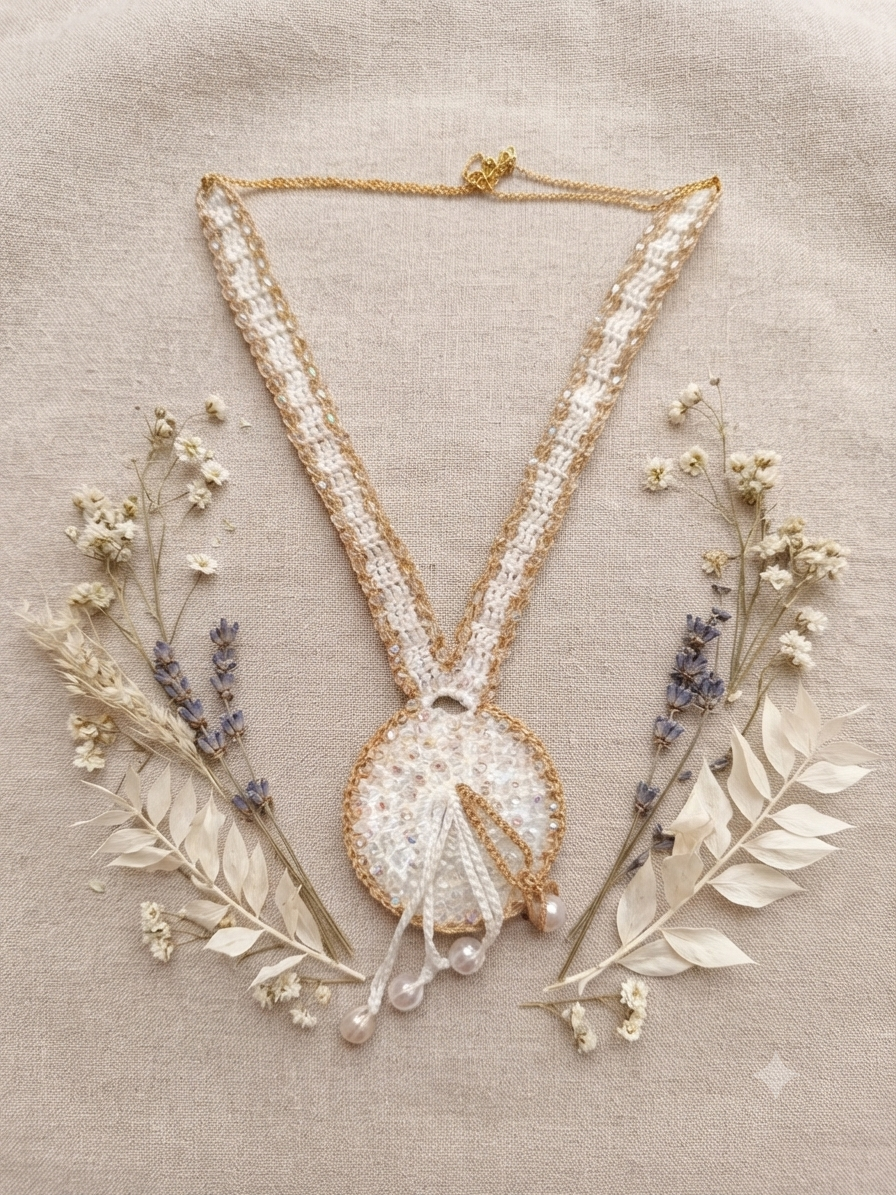 Collier artisanal "Mille Feux" – Crochet perlé et brodé à la main