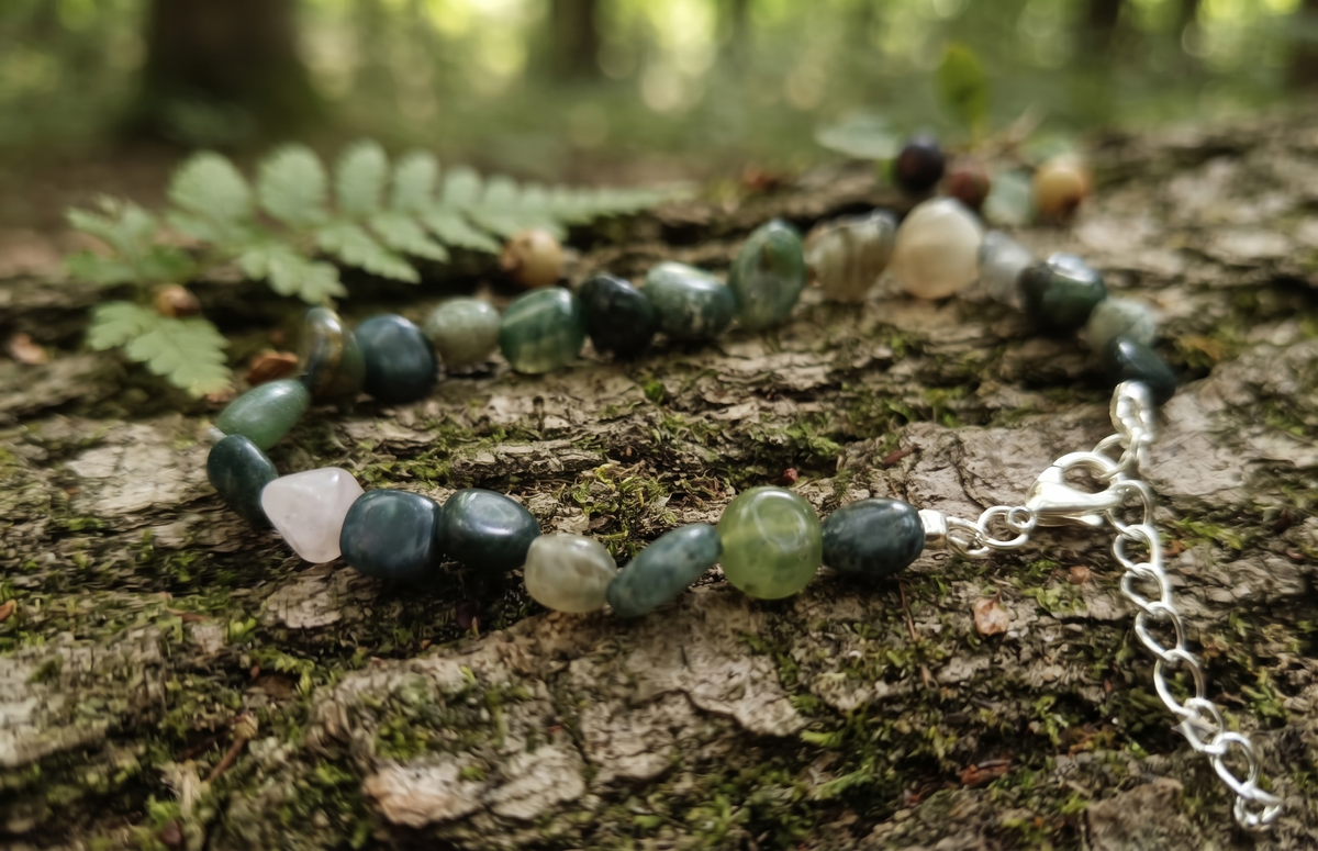 Bracelet "Forêt Enchantée" en Agate Mousse Naturelle