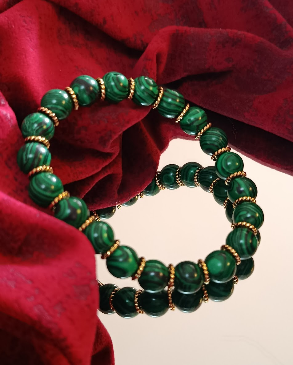 Bracelet "L'Ombre de Malachite" - Atelier Éclat Nomade