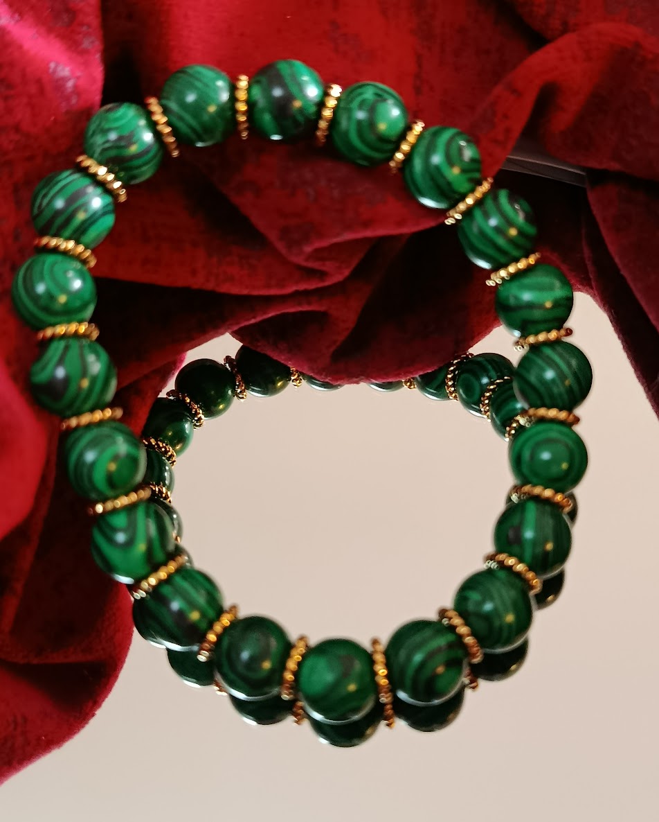 Bracelet "L'Ombre de Malachite" - Atelier Éclat Nomade