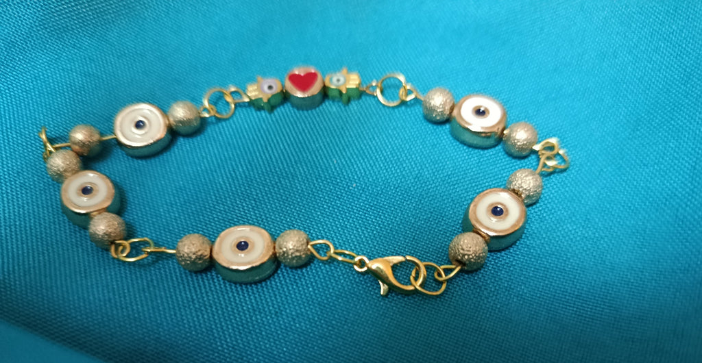 Bracelet "Talisman Protecteur" aux yeux porte-bonheur et cœur