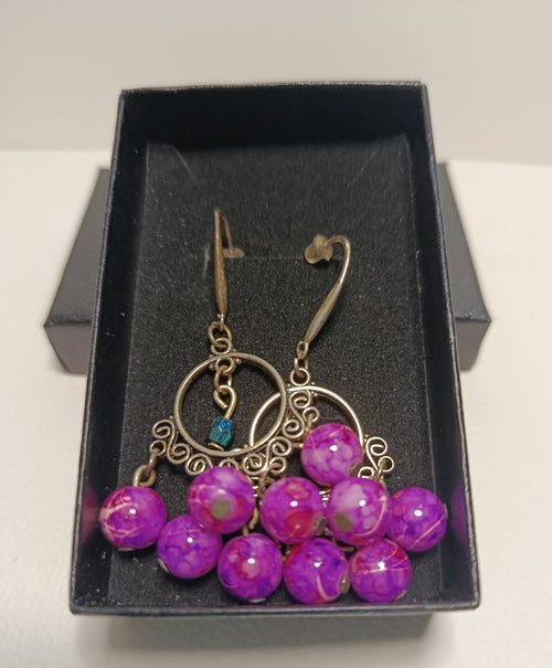 Boucles d'Oreilles Artisanales 'Violet Mystique' - Atelier Éclat Nomade