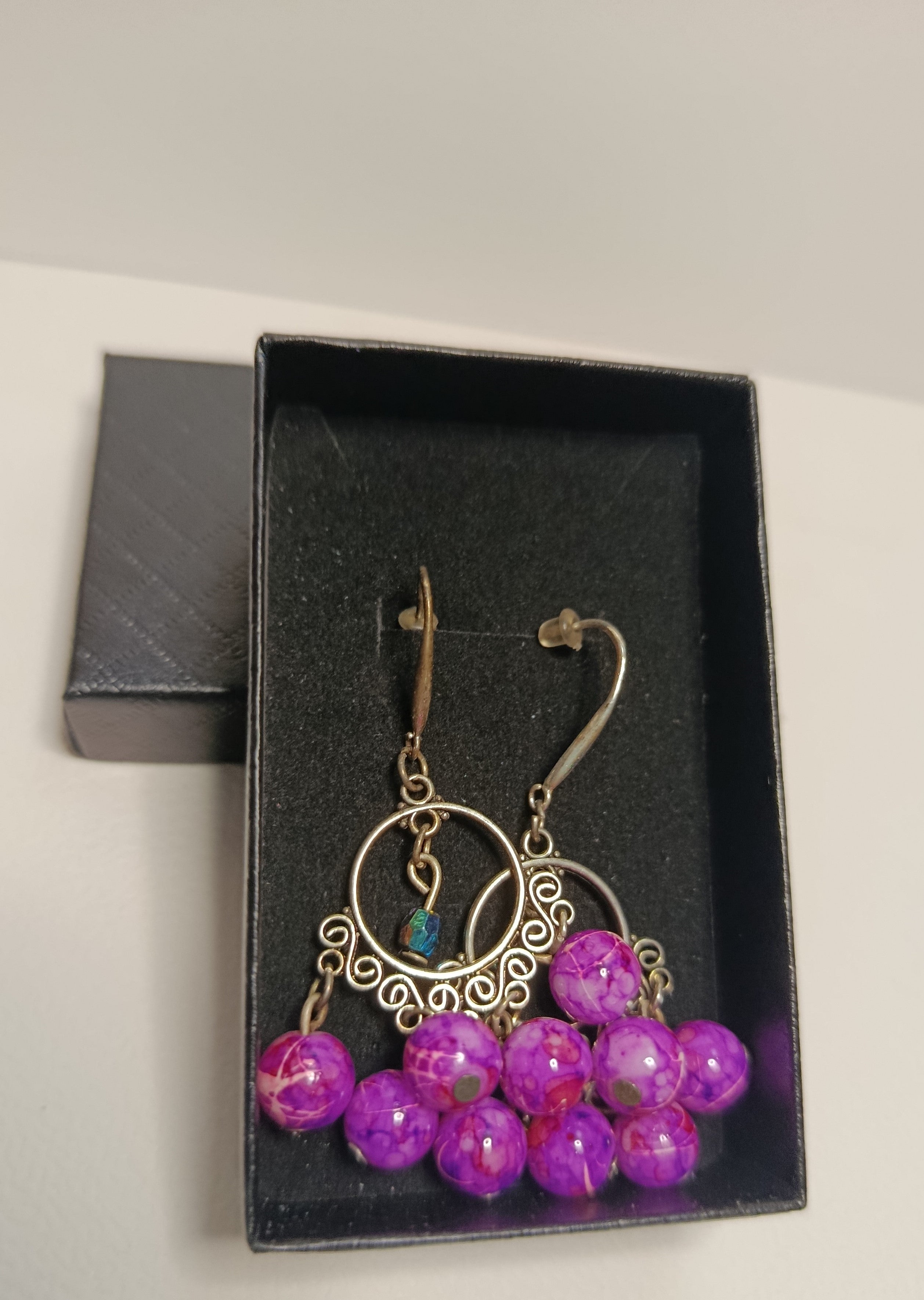 Boucles d'Oreilles Artisanales 'Violet Mystique' - Atelier Éclat Nomade