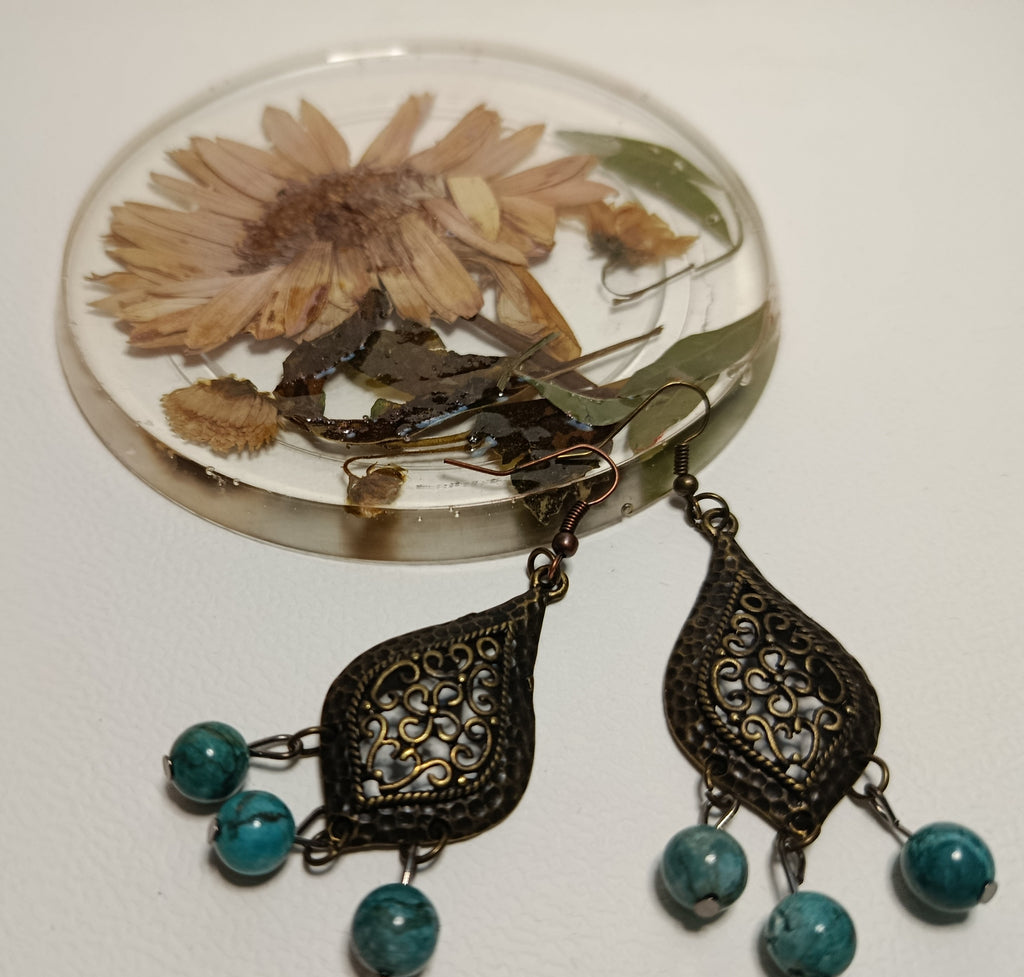 Boucles d'Oreilles Artisanales 'Esprit Nomade' en Turquoise - Atelier Éclat Nomade
