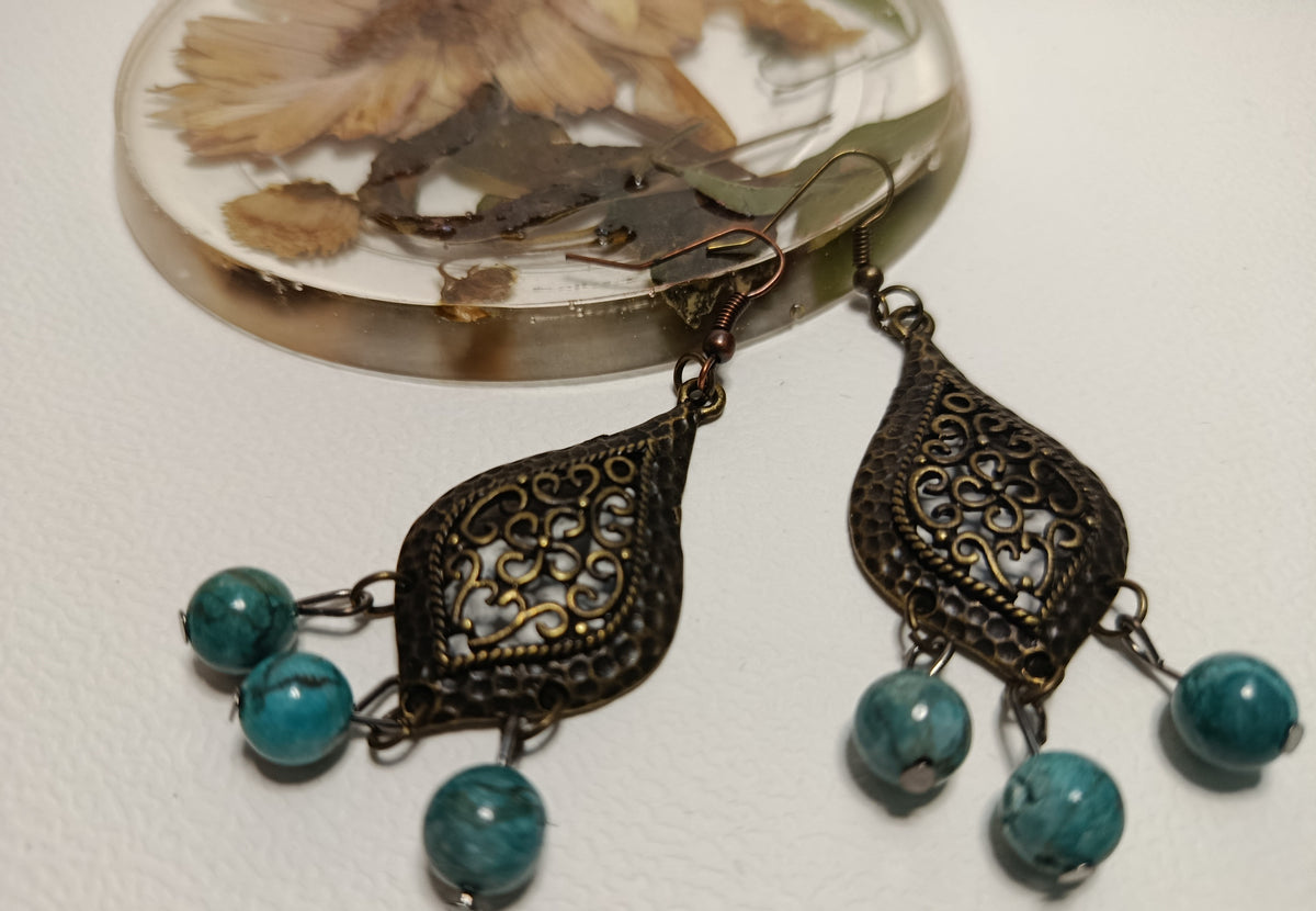 Boucles d'Oreilles Artisanales 'Esprit Nomade' en Turquoise - Atelier Éclat Nomade
