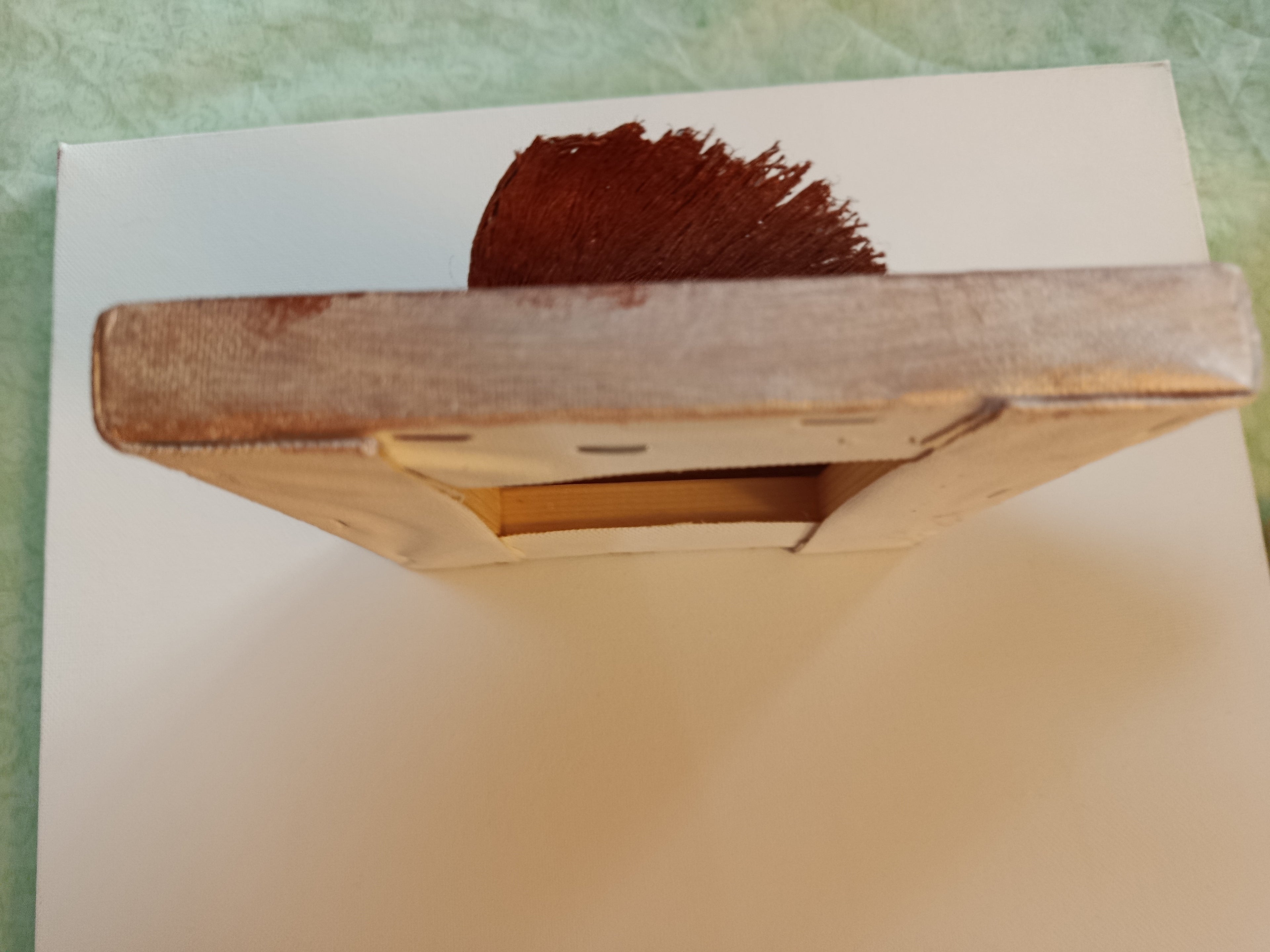 Feuille Macramé & Cuivre sur Tableau Peint