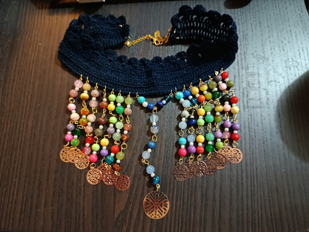 EBRULI – Collier crocheté multicolore ajustable
