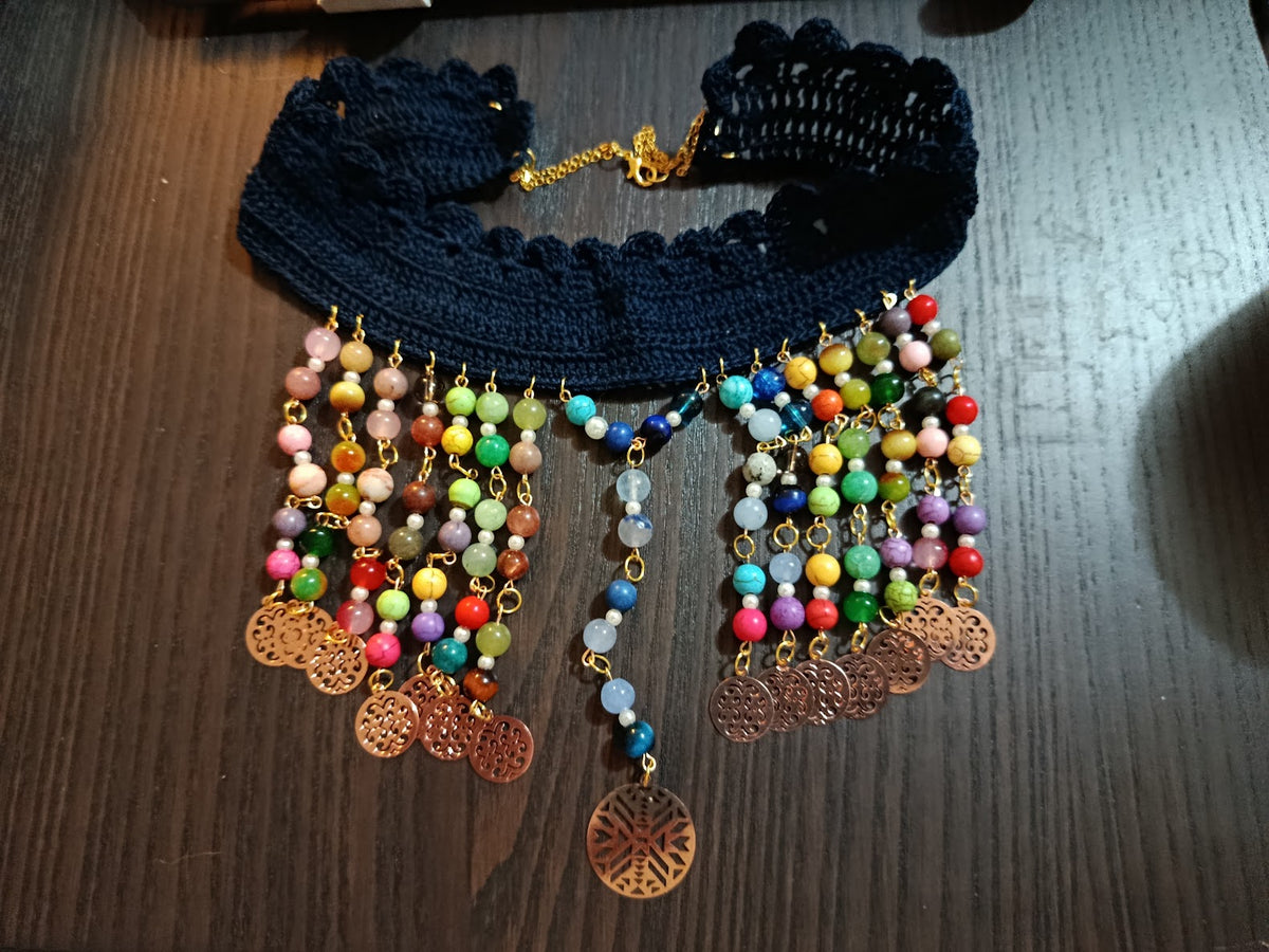 EBRULI – Collier crocheté multicolore ajustable
