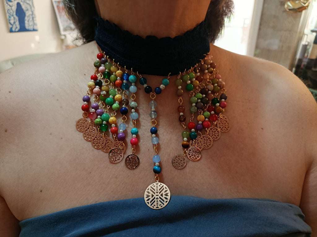 EBRULI – Collier crocheté multicolore ajustable