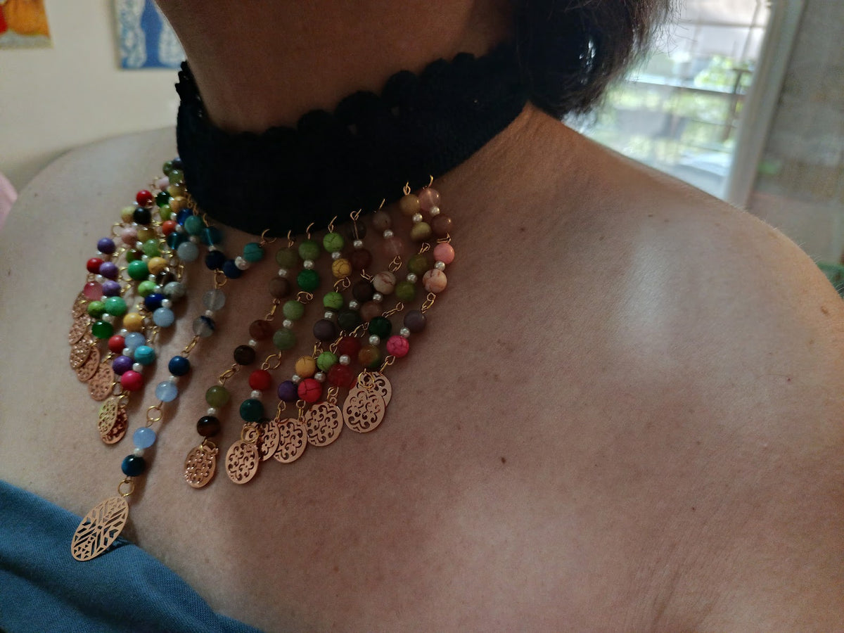 EBRULI – Collier crocheté multicolore ajustable