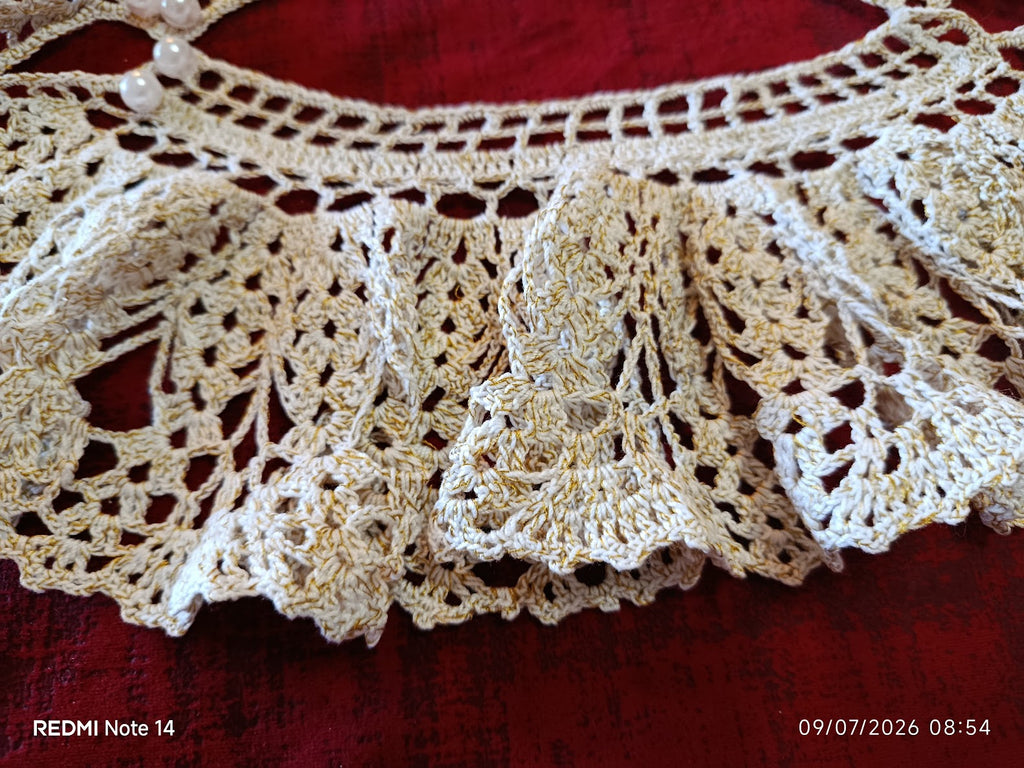 Manchettes Poignets Volants "Marquise" – Dentelle de Coton Fait Main & Perles