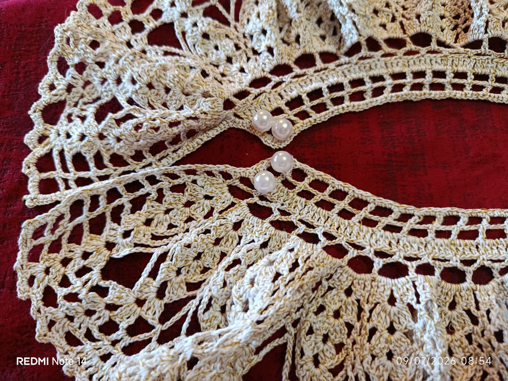 Manchettes Poignets Volants "Marquise" – Dentelle de Coton Fait Main & Perles