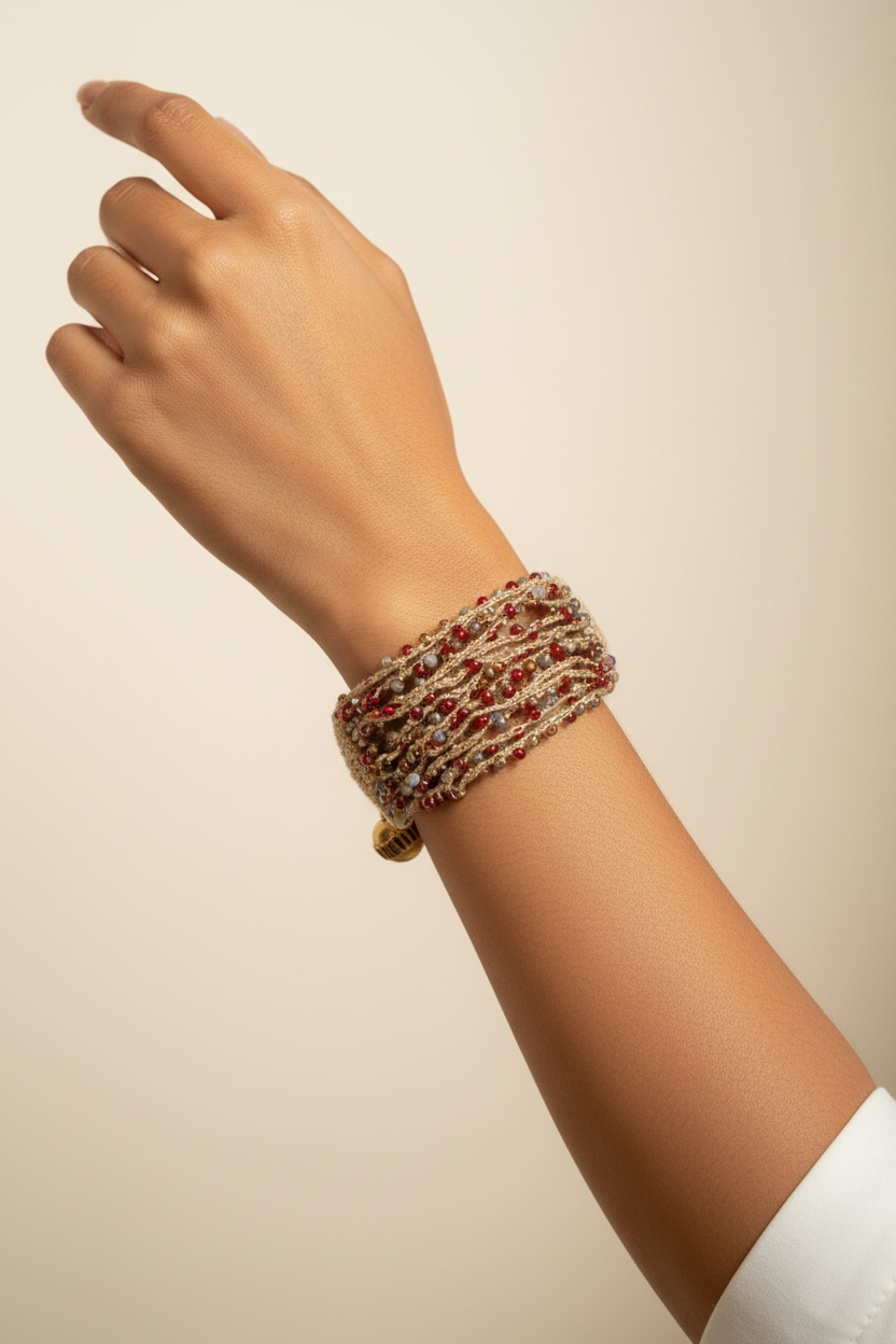 Bracelet Manchette Crochet & Rocailles