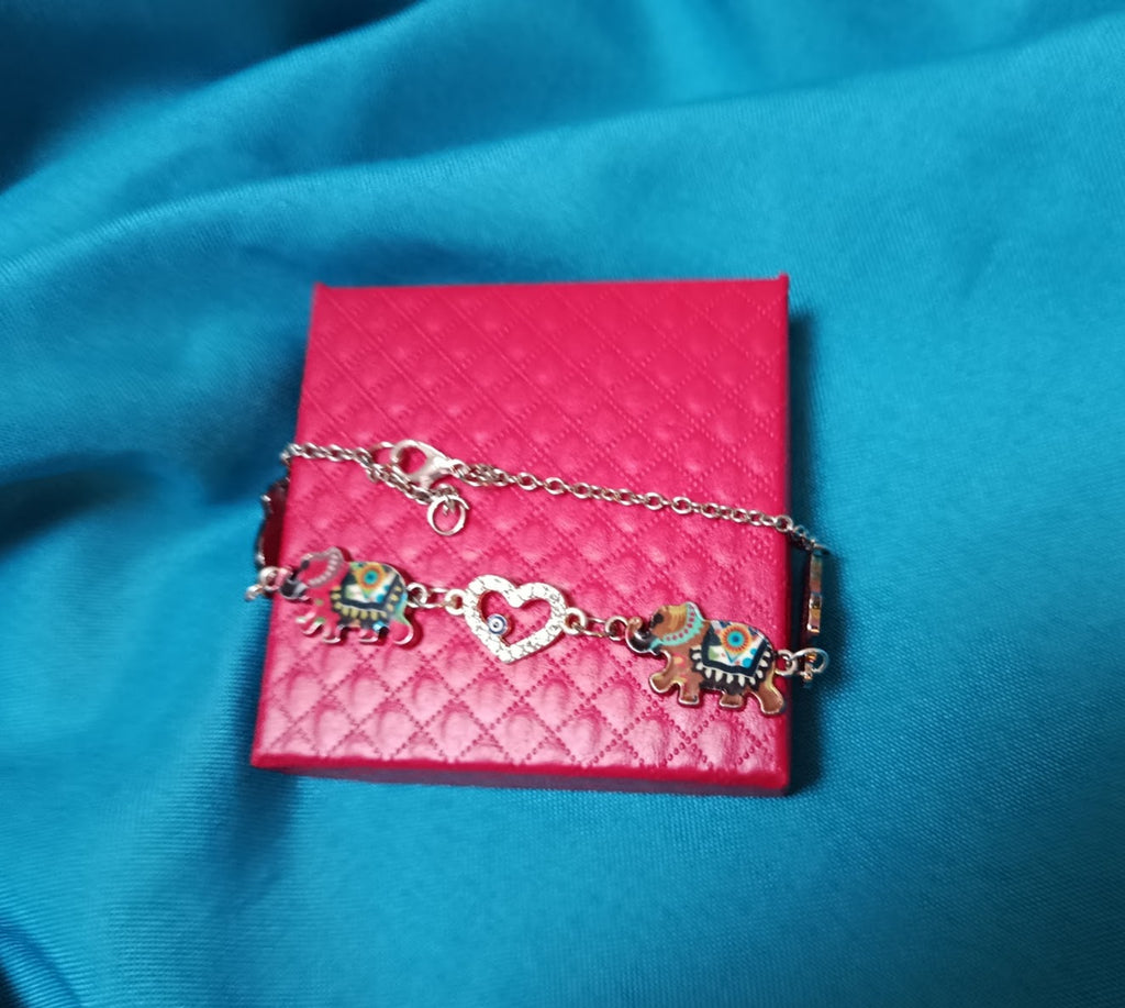 Bracelet "Éléphants Porte-Bonheur" émaillés