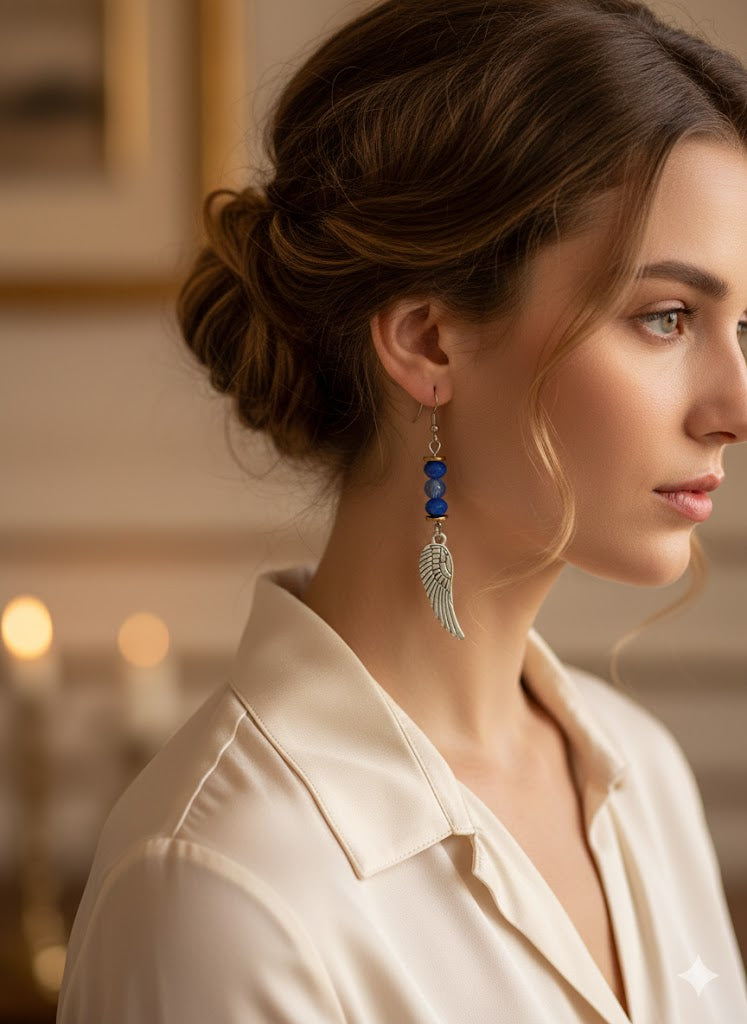 Boucles d'Oreilles Ailes de Cobalt