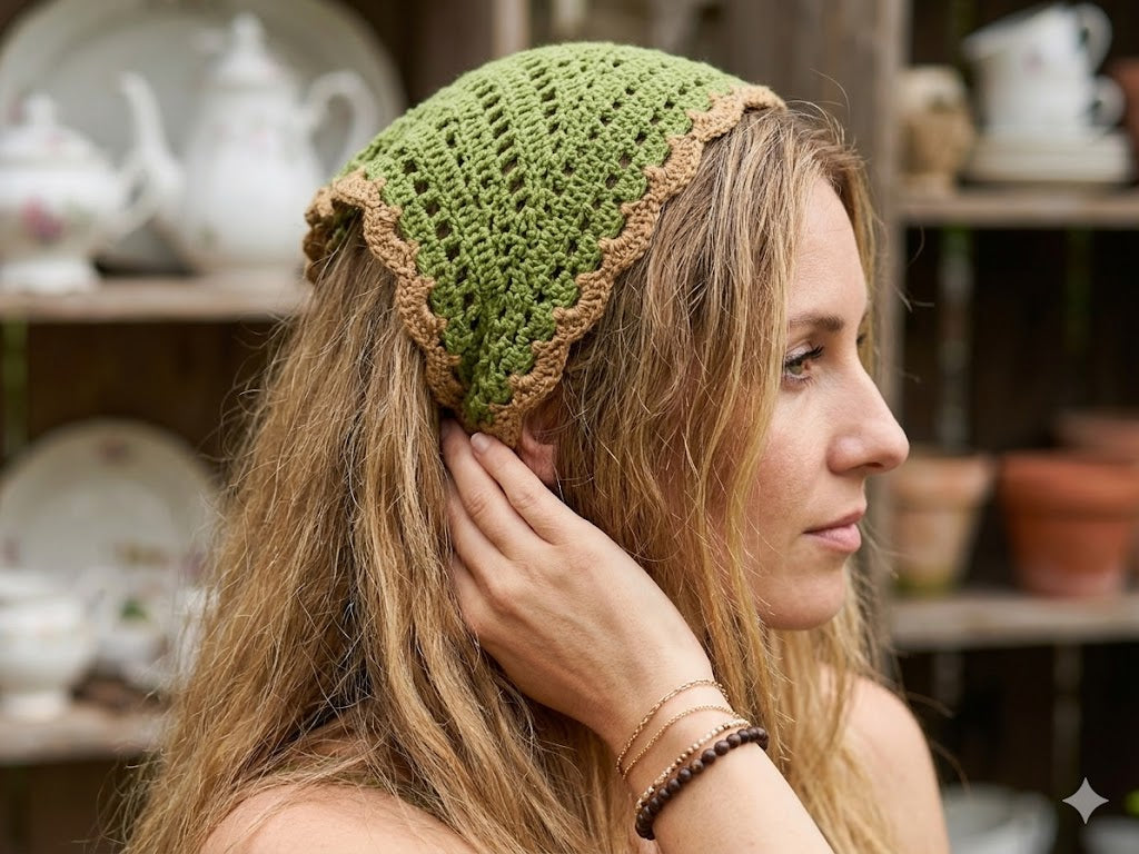 Bandana Crochet Vert